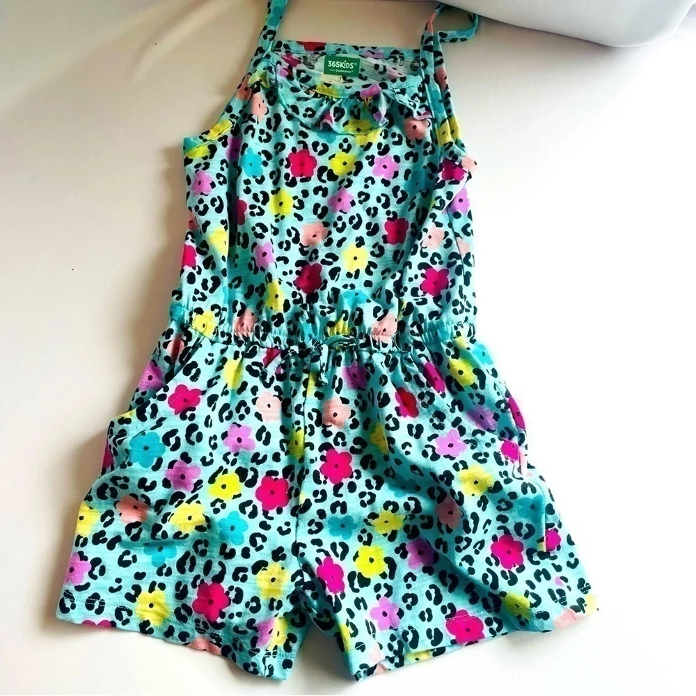 Garanimals Girls Romper Leopard Flowers Graphics Excellent Condition Size 7